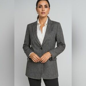 Uniqlo Women's Charcoal Checkered Blazer